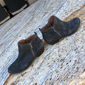 Dark Grey Suede Lucky Brand Ankle Booties